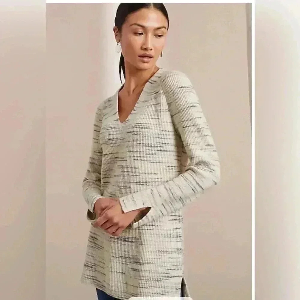 NWT Pure Jill Rib-Textured V-Neck Sweater Tunic
